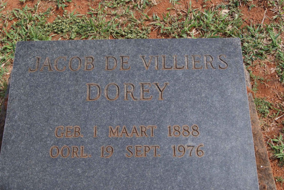DOREY Jacob de Villiers 1888-1976