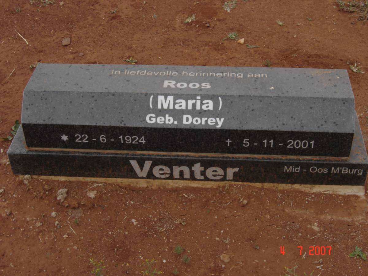 VENTER Maria nee DOREY 1924-2001