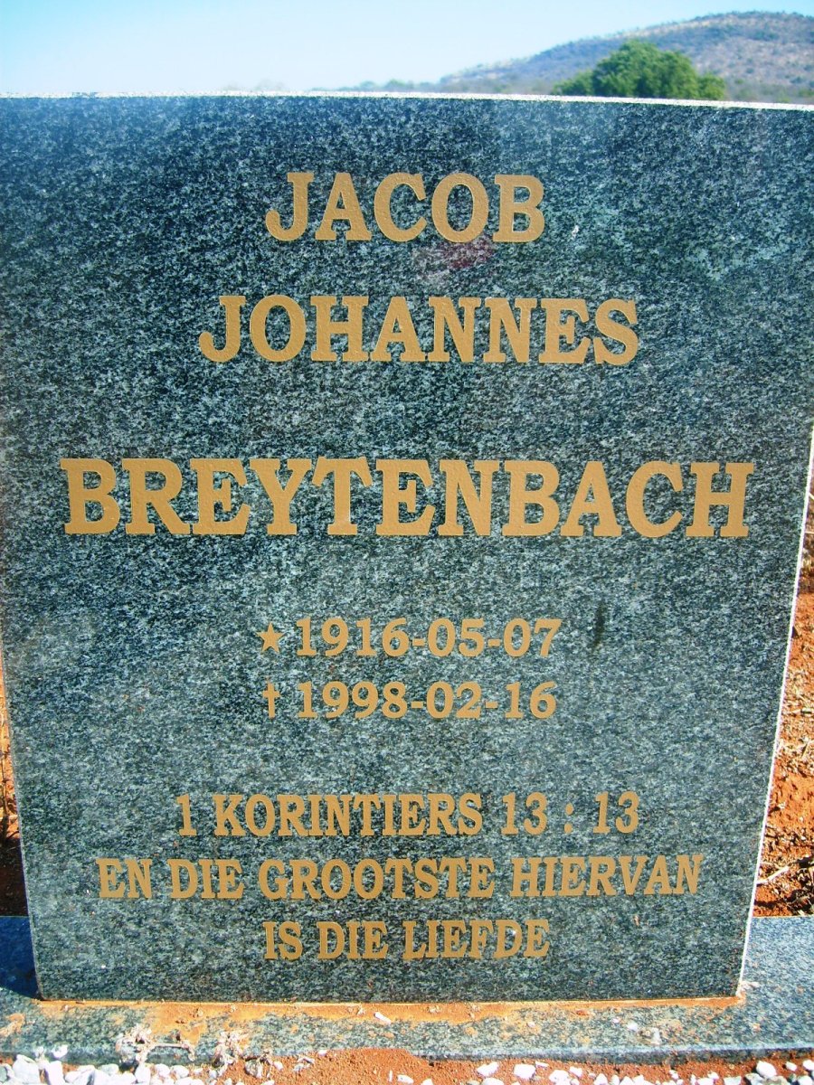 BREYTENBACH Jacob Johannes 1916-1998