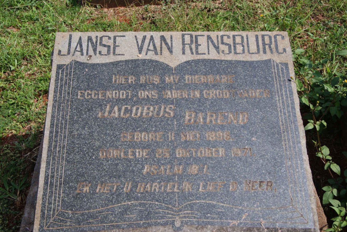 RENSBURG Jacobus Barend, Janse van 1896-1971