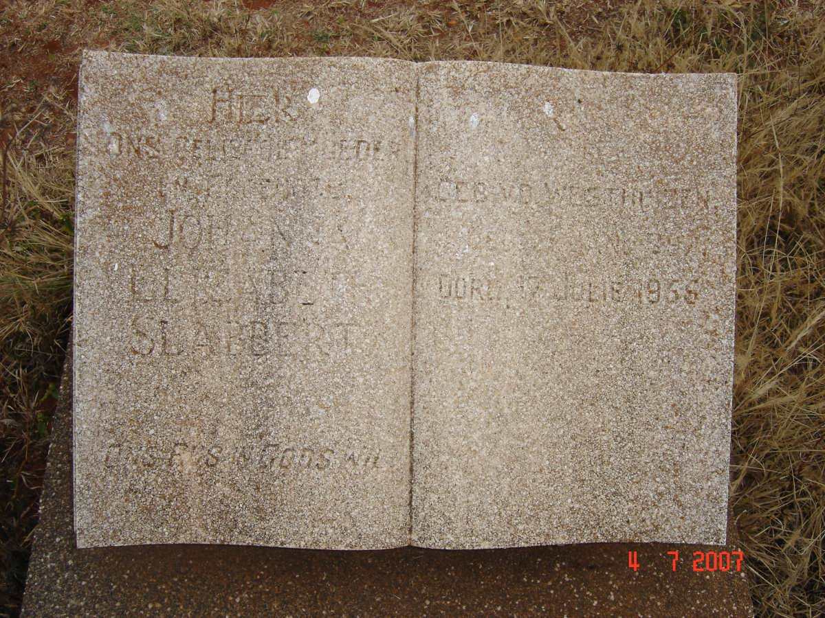SLABBERT Johanna Elizabeth nee V.D. WESTHUIZEN 1897-1955