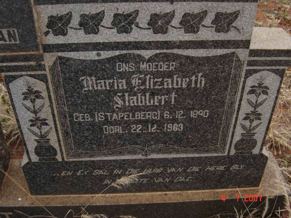 SLABBERT Maria Elizabeth nee STAPELBERG 1890-1963