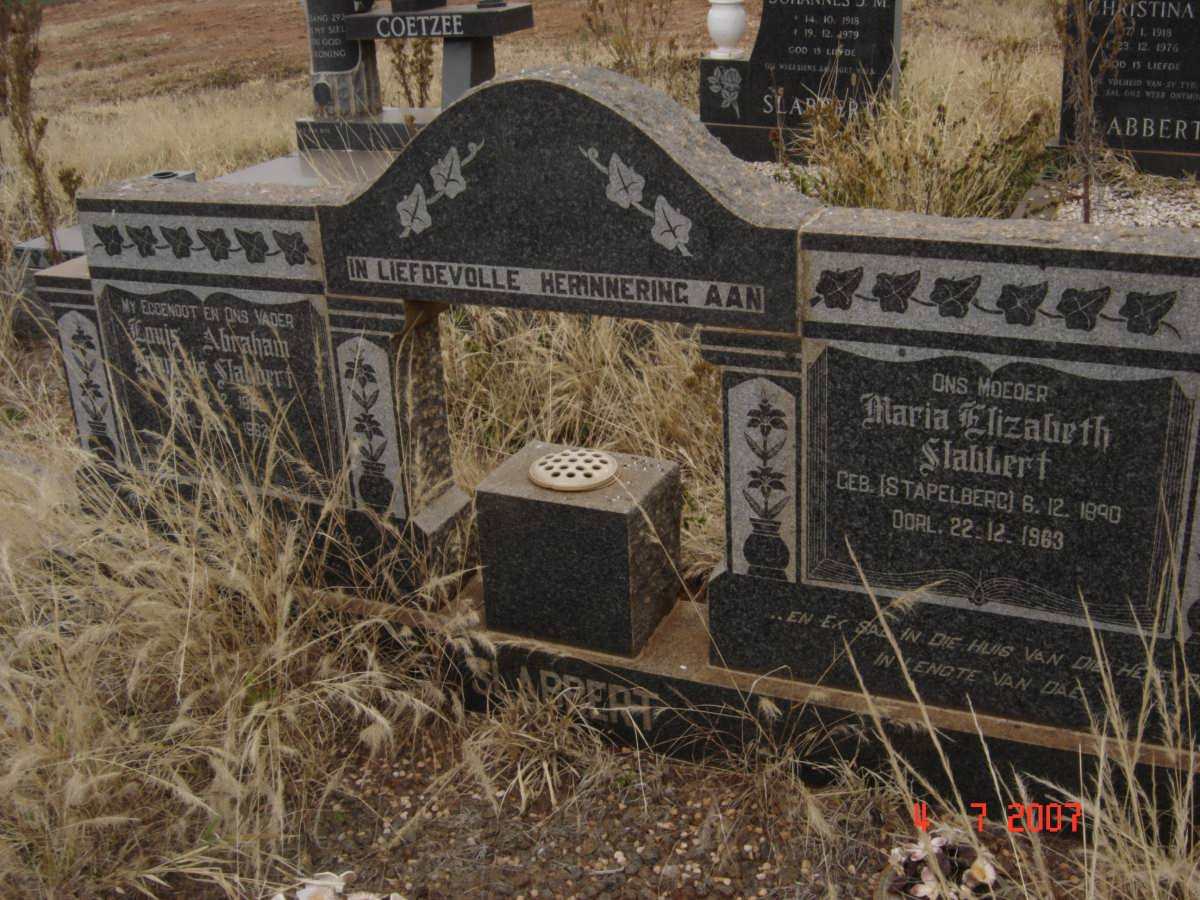 SLABBERT Louis Abraham Francois 1880-1962  &amp; Maria Elizabeth STAPELBERG 1890-1963