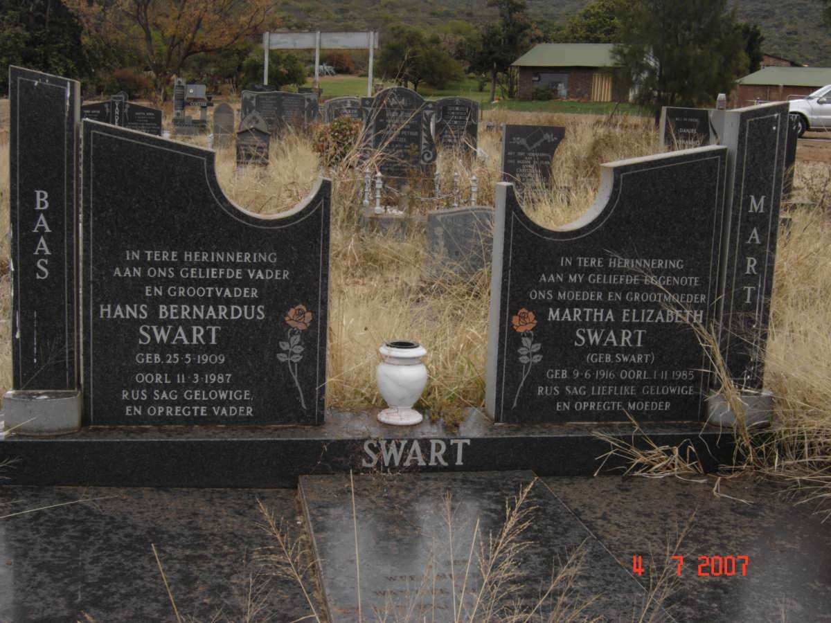 SWART Hans Bernardus 1909-1987 &amp; Martha Elizabeth SWART 1916-1985