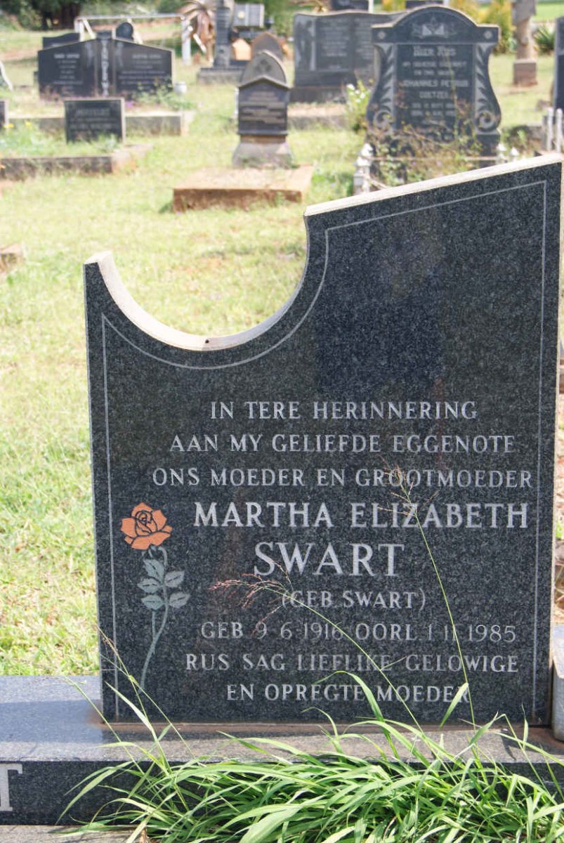 SWART Martha Elizabeth nee SWART 1916-1985