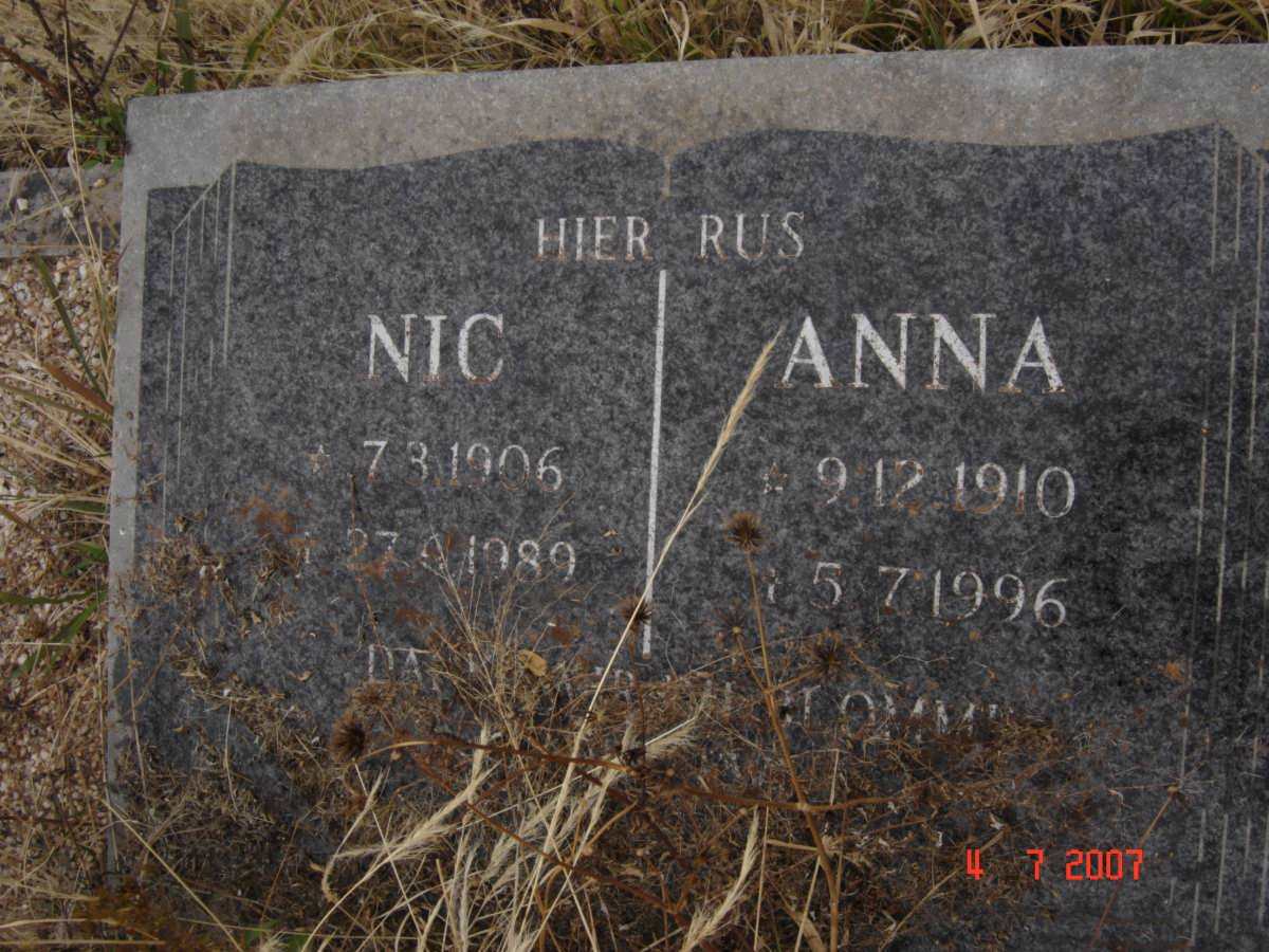SCHOEMAN Nic 1906-1989 &amp; Anna 1910-1996