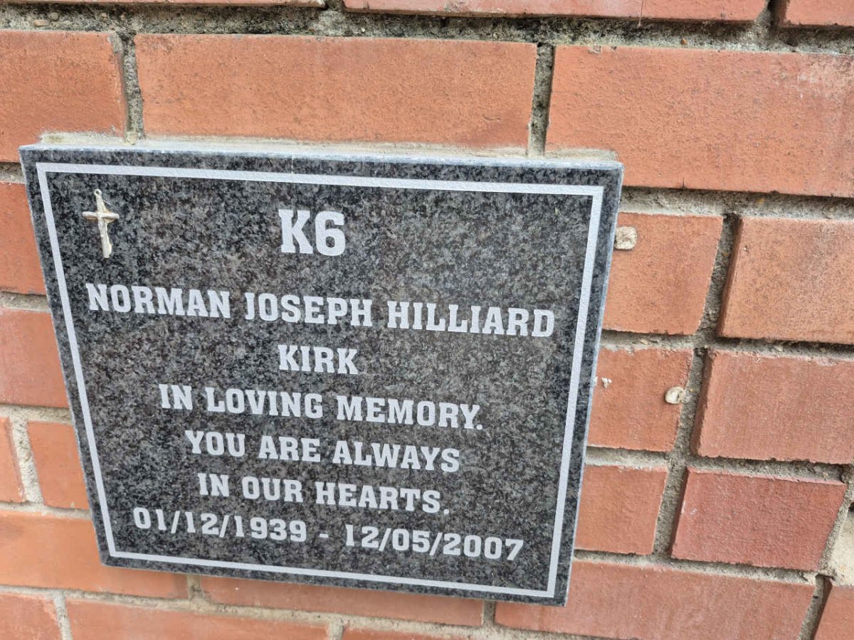 KIRK Norman Joseph Hilliard 1939-2007