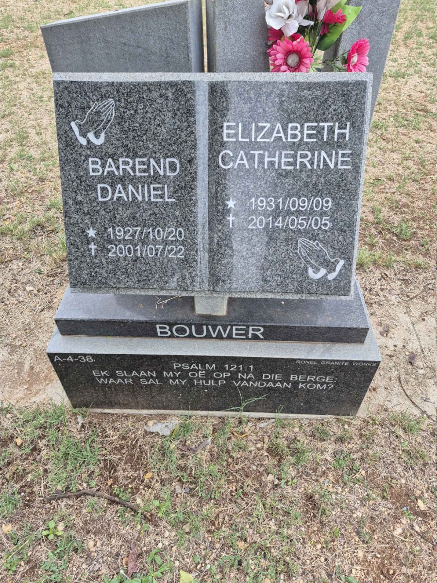 BOUWER Barend Daniel 1927-2001 & Elizabeth Catherine 1931-2014