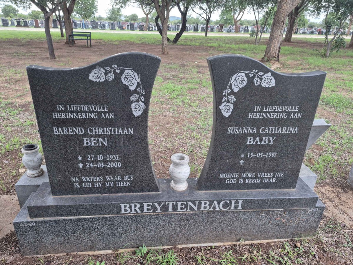 BREYTENBACH Barend Christiaan 1931-2000 & Susanna Catharina 1937- 