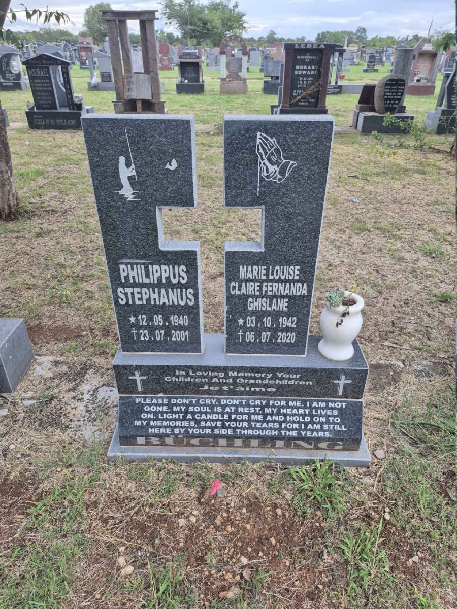 BUCHLING Philippus Stephanus 1940-2001 & Marie Louise Claire Fernanda Ghislane 1942-2020