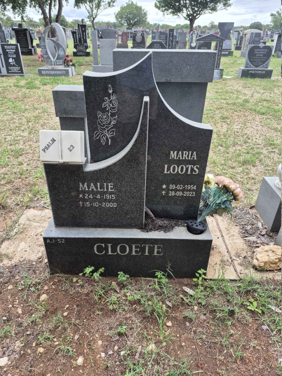 CLOETE Malie 1915-2000 :: CLOETE Maria LOOTS 1954-2023