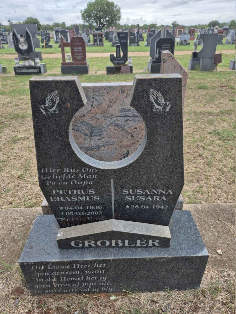GROBLER Petrus Erasmus 1936-2002 & Susanna Susara 1942-