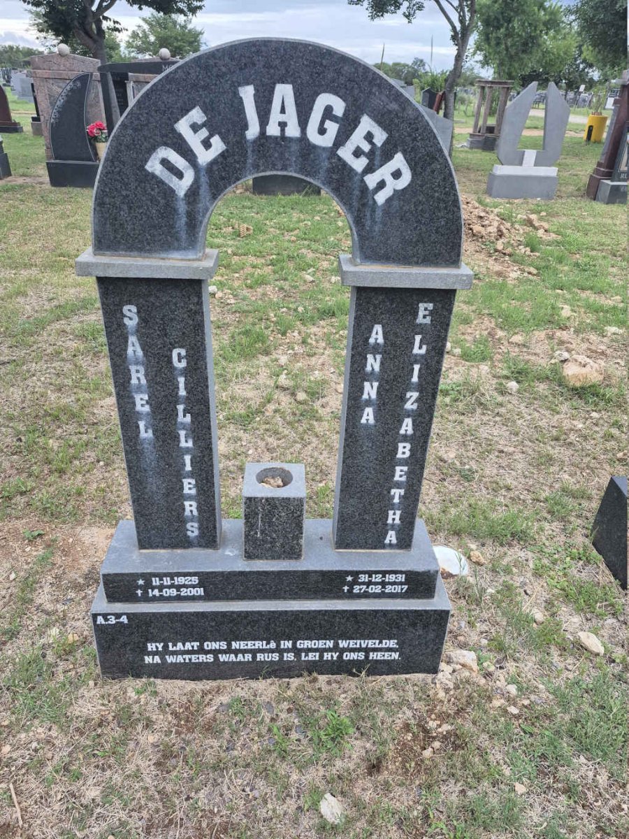 JAGER Sarel Cilliers, de 1925-2001 & Anna Elizabetha 1931-2017