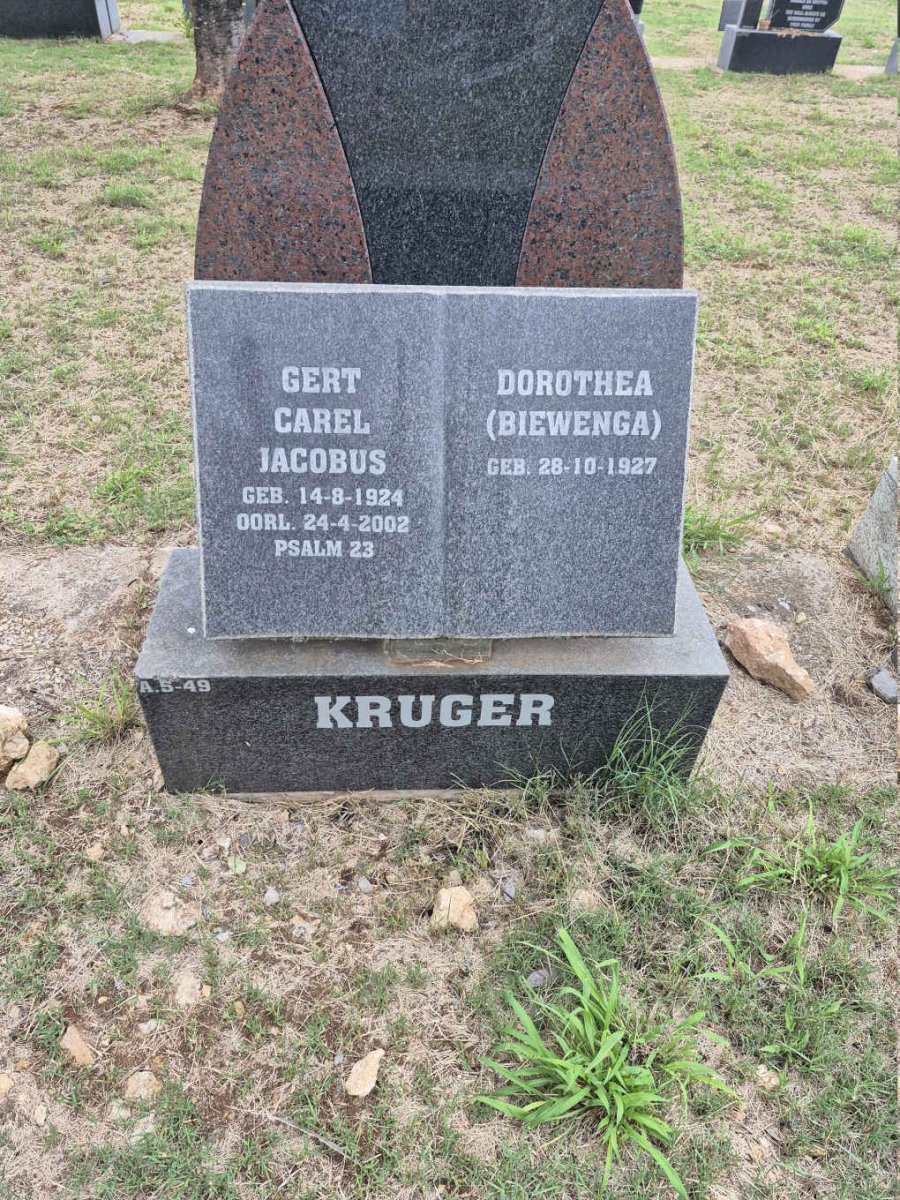 KRUGER Gert Carel Jacobus 1924-2002 & Dorothea BIEWENGA 1927-