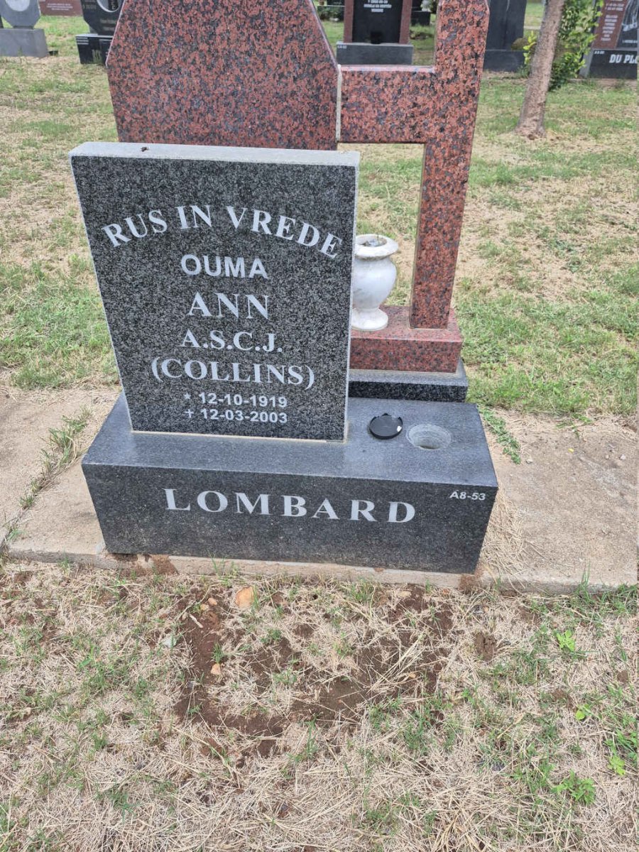 LOMBARD A.S.C.J. nee COLLINS 1919-2003