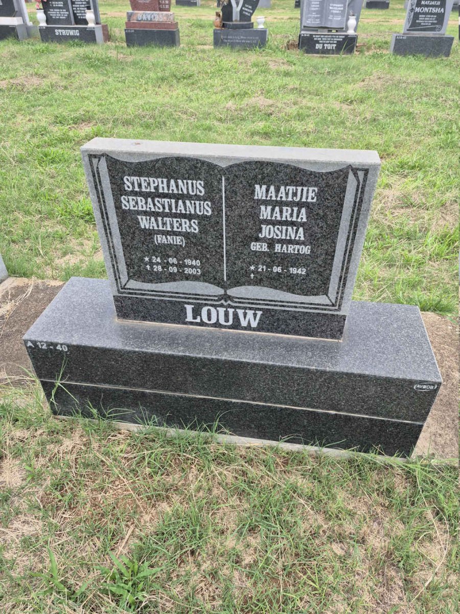 LOUW Stephanus Sebastianus Walters 1940-2003 & Maria Josina HARTOG 1942- 