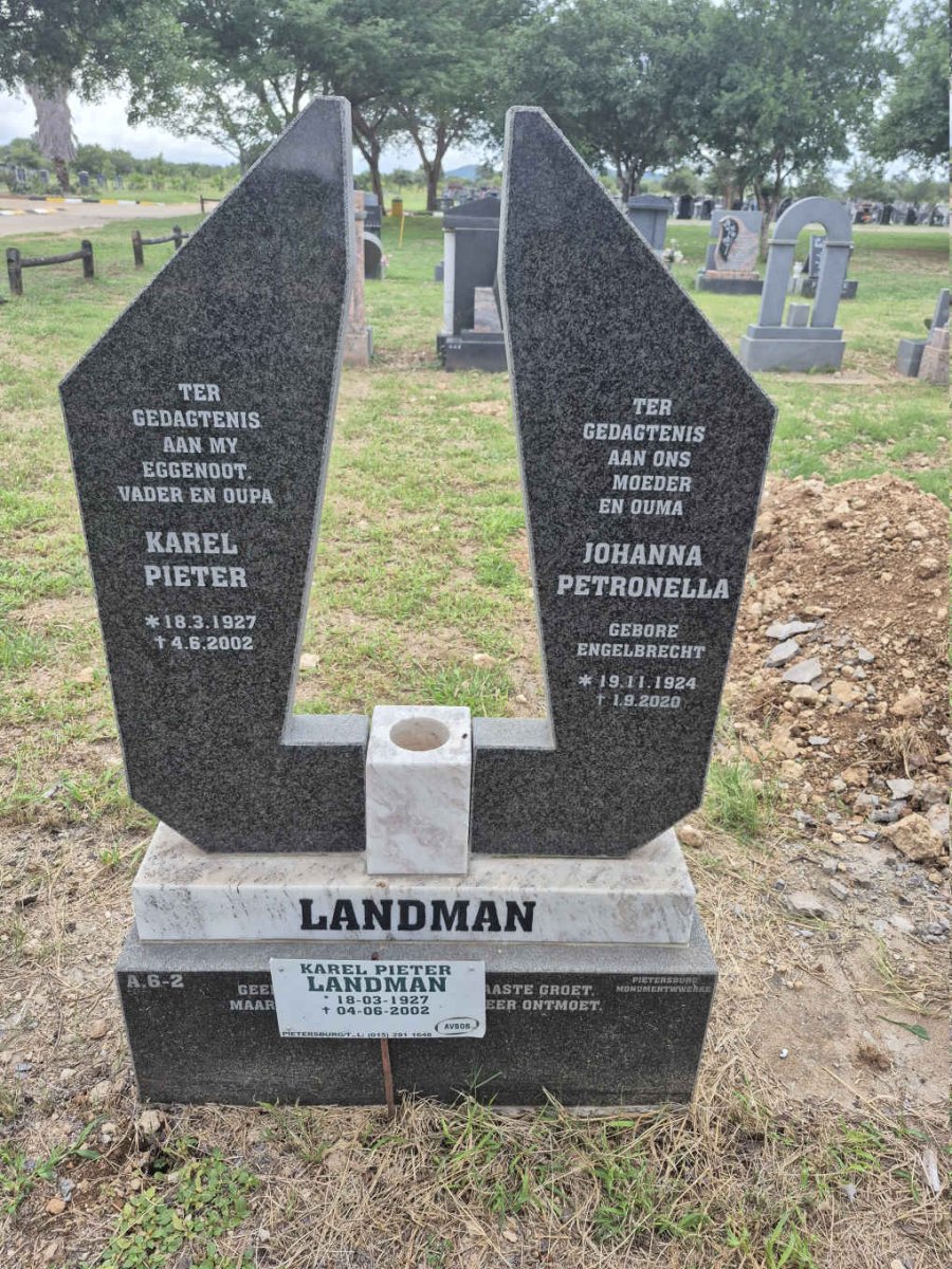 LANDMAN Karel Pieter 1927-2002 & Johanna Petronella ENGELBRECHT 1924-2020
