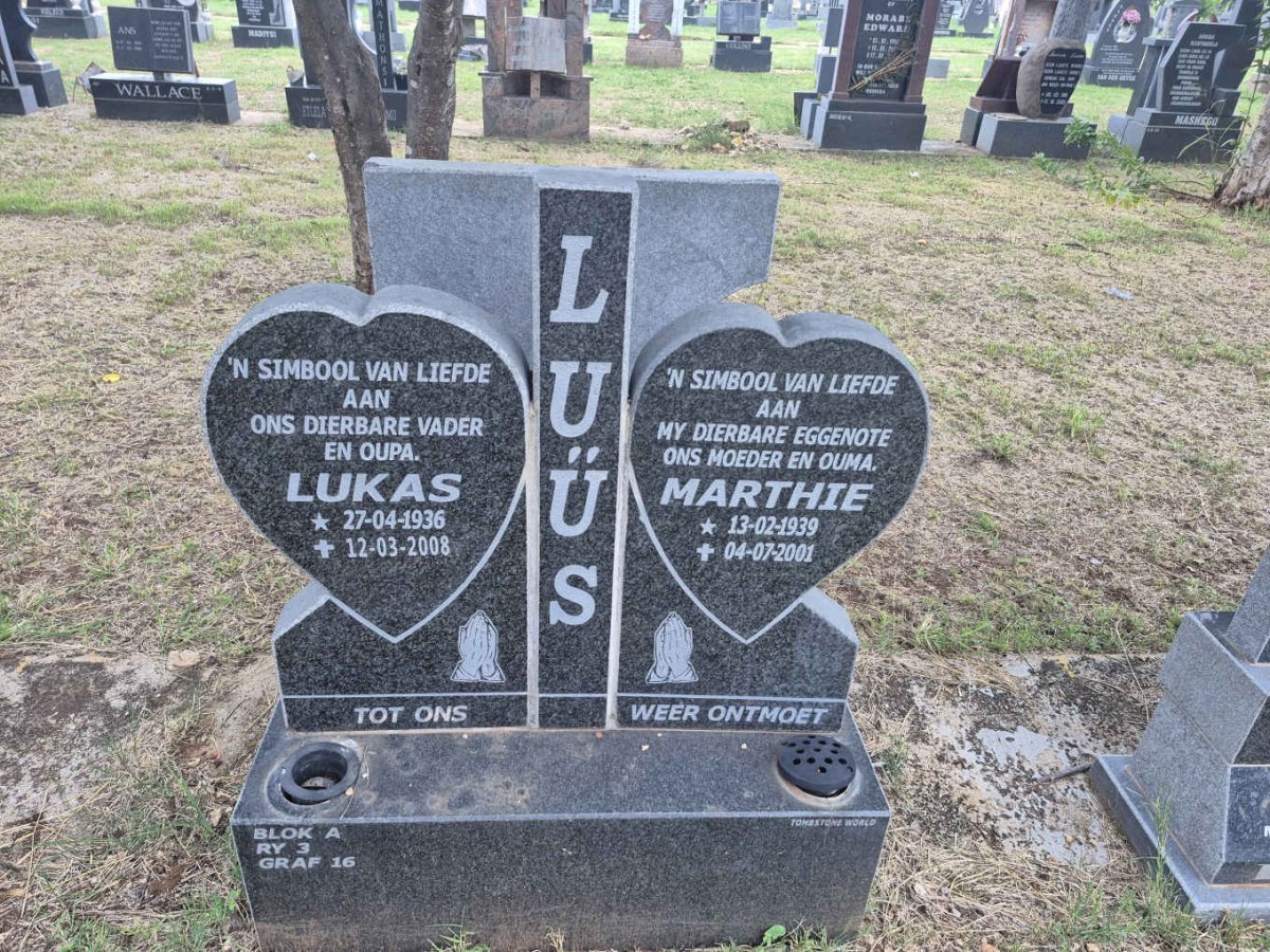 LUUS Lukas 1936-2008 & Marthie 1939-2001