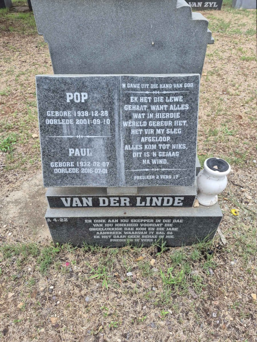 LINDE Paul, van der 1932-2016 & Pop 1938-2001