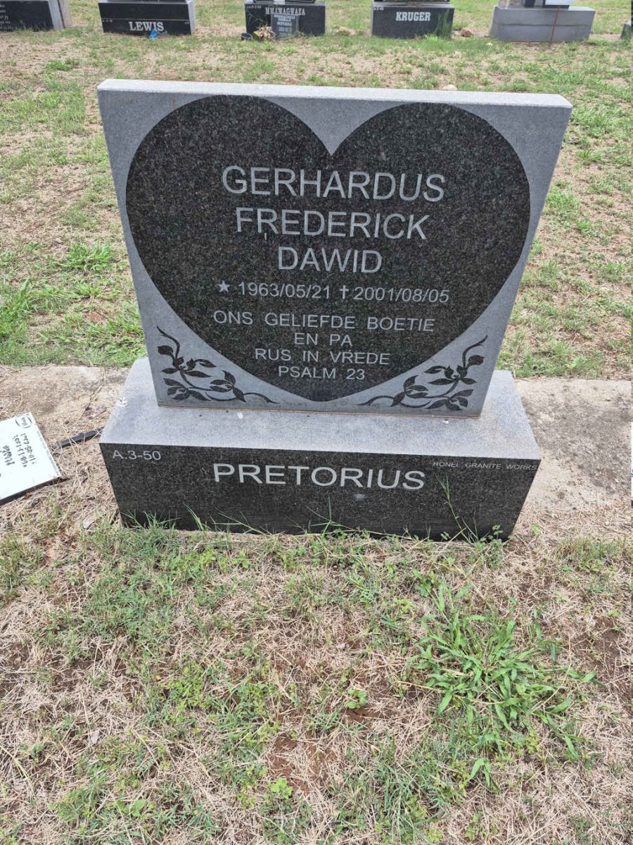 PRETORIUS Gerhardus Frederick Dawid 1963-2001
