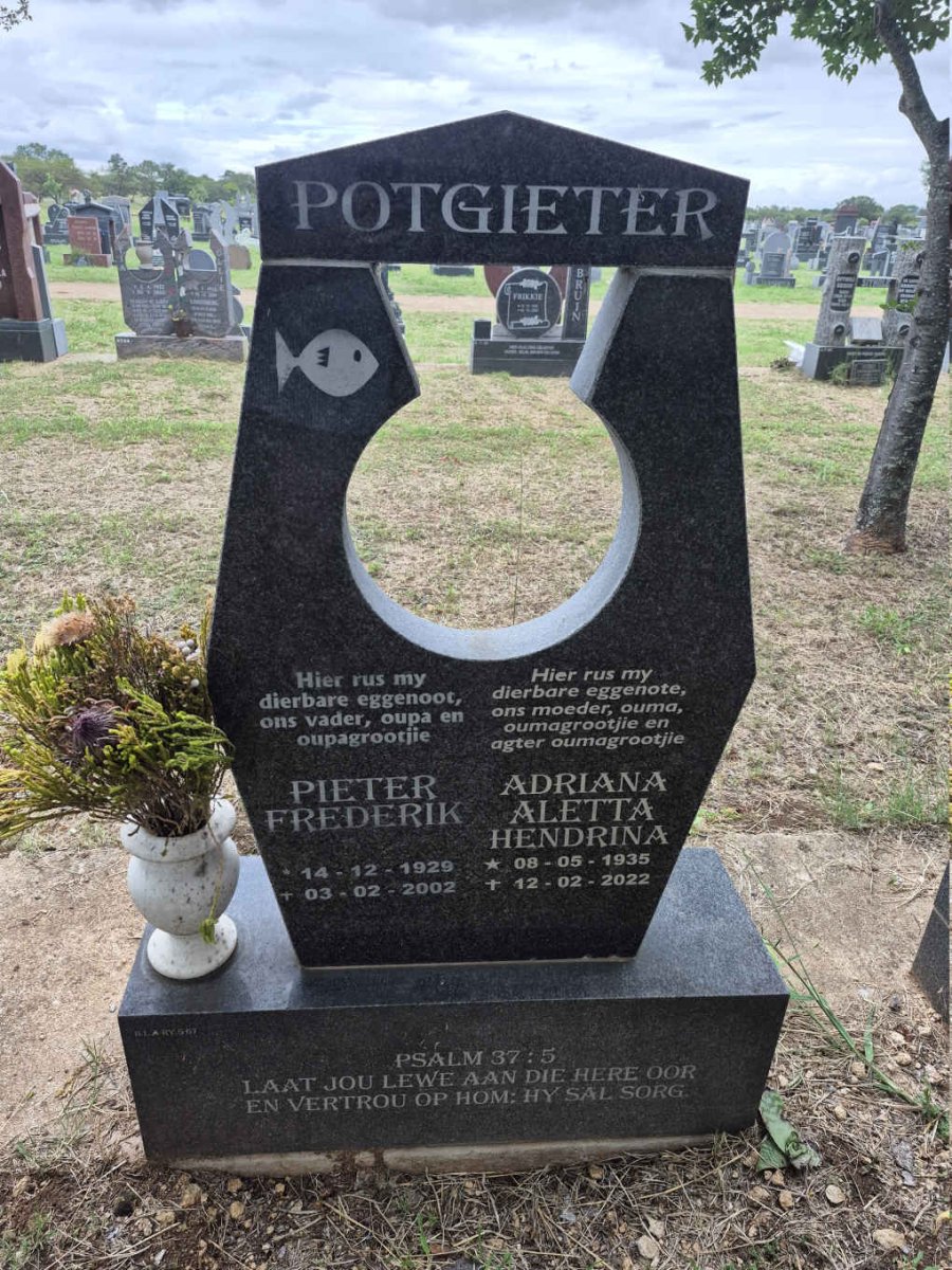 POTGIETER Pieter Frederik 1929-2002 & Adriana Aletta Hendrina 1935-2022