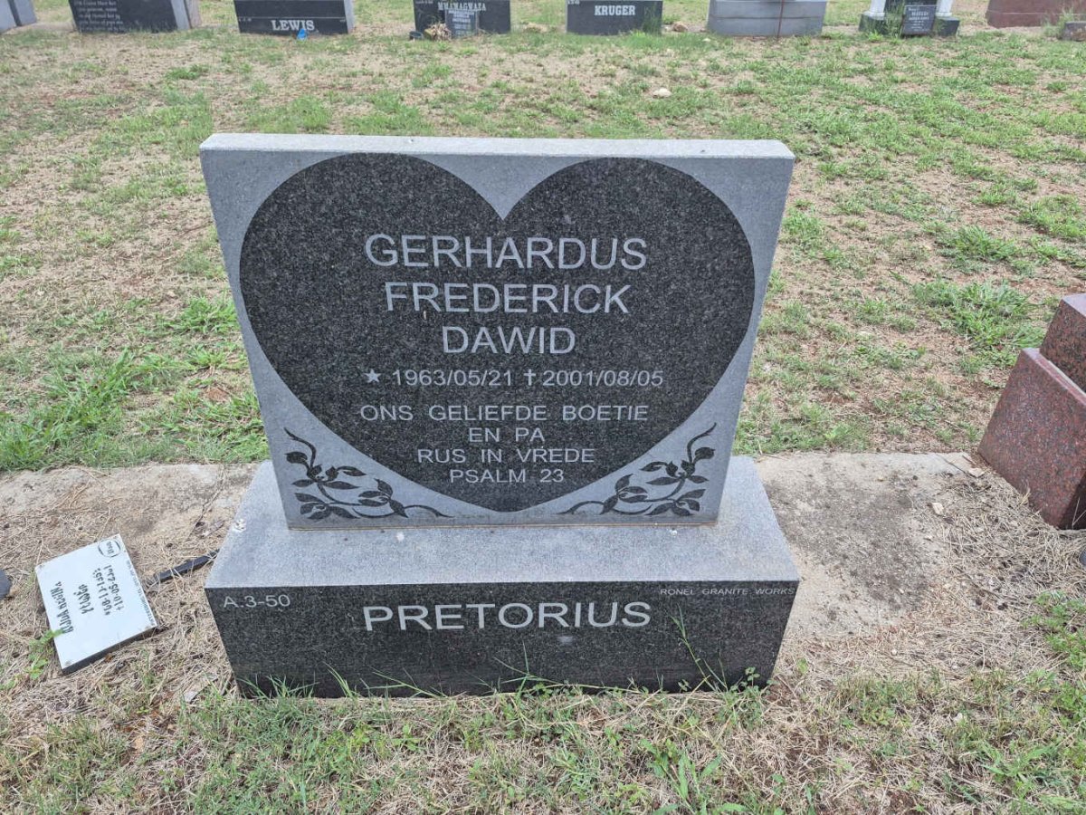 PRETORIUS Gerhardus Frederick Dawid 1963-2001
