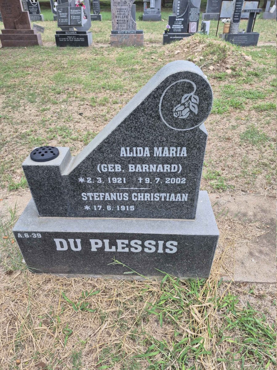 PLESSIS Stefanus Christiaan, du 1915- & Alida Maria BARNARD 1921-2002