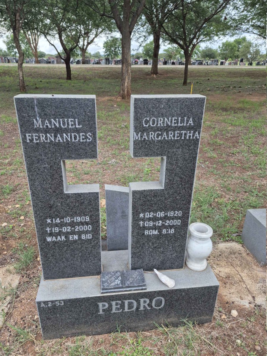 PEDRO Manuel Fernandes 1909-2000 & Cornelia Margaretha 1920-2000