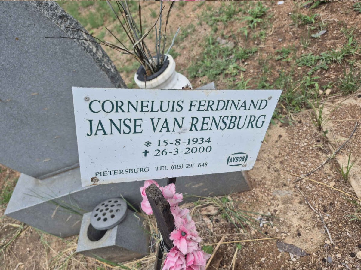 RENSBURG Corneluis Ferdinand, Janse van 1934-2000 