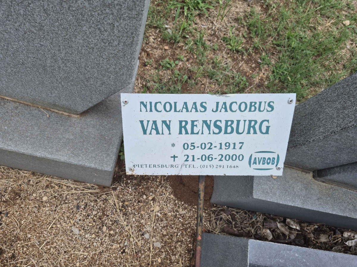 RENSBURG Nicolaas Jacobus, van 1917-2000
