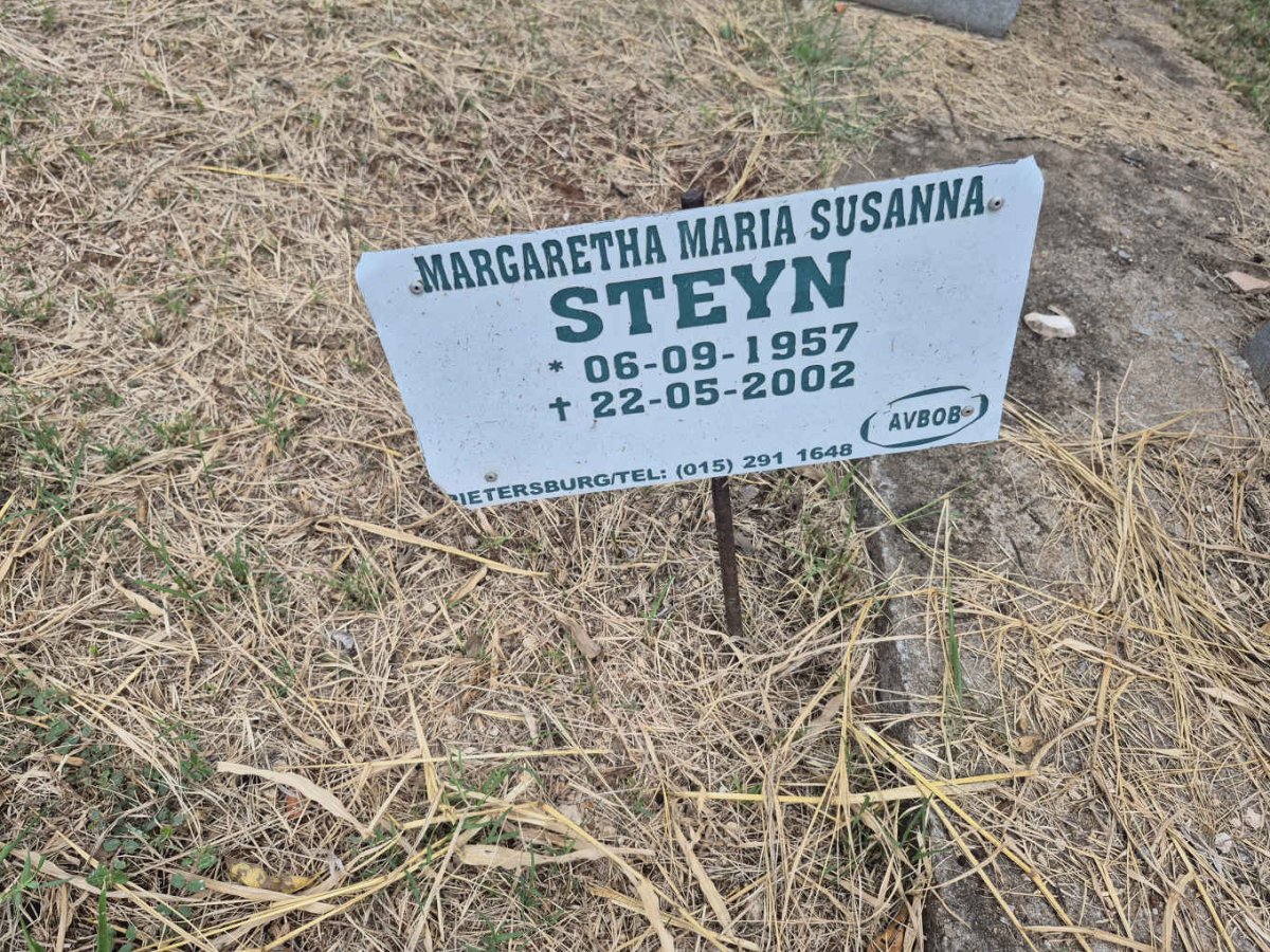 STEYN Margaretha Maria Susanna 1957-2002