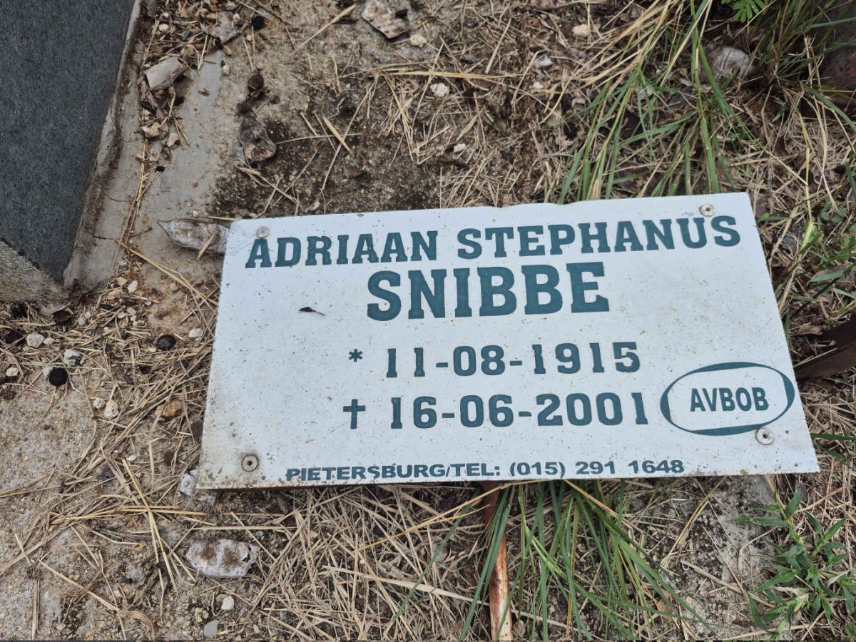 SNIBBE Adriaan Stephanus 1915-2001