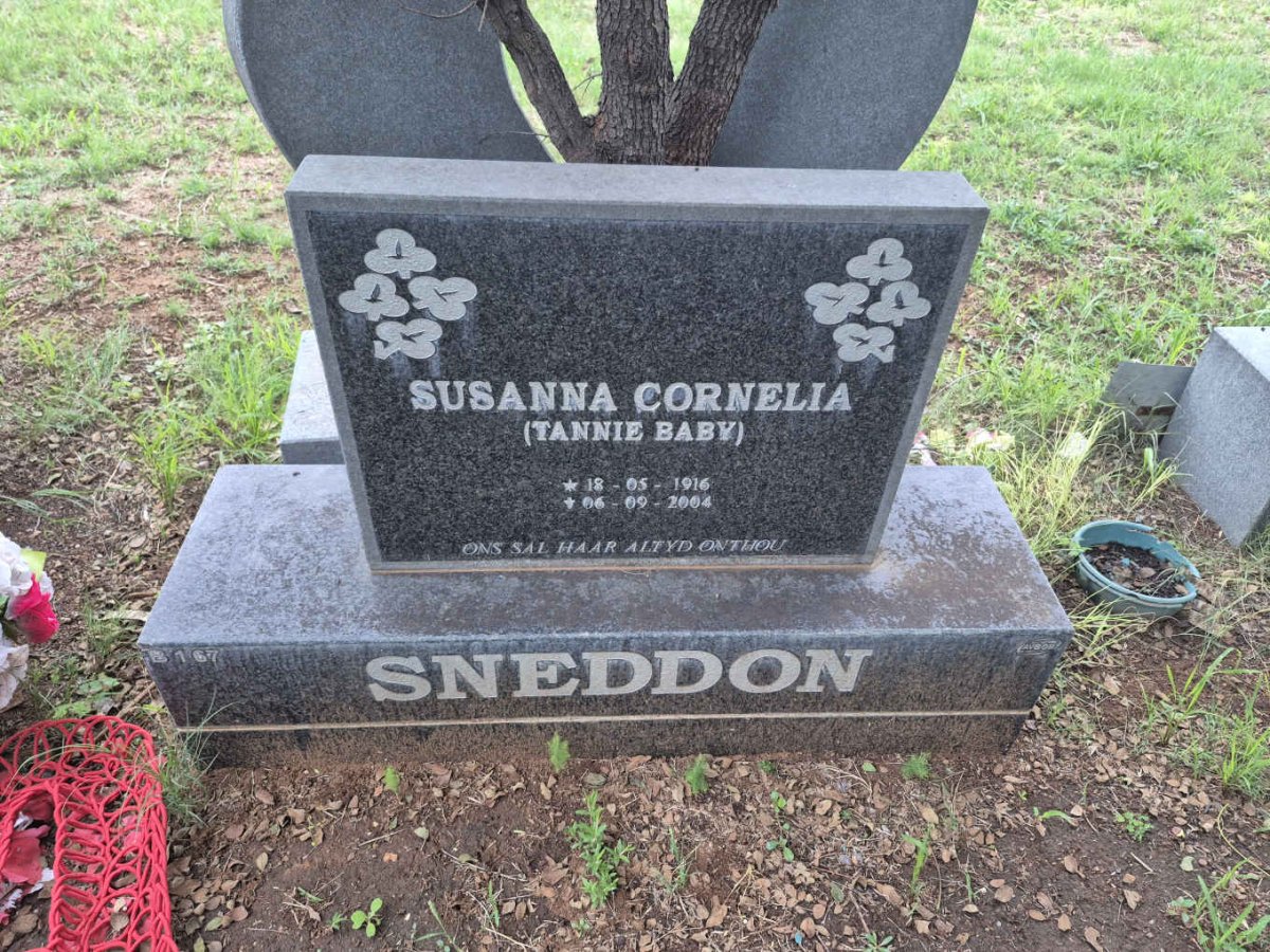 SNEDDON Susanna Cornelia 1916-2004 