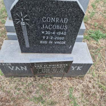 SCHALKWYK Conrad Jacobus, van 1940-2000 