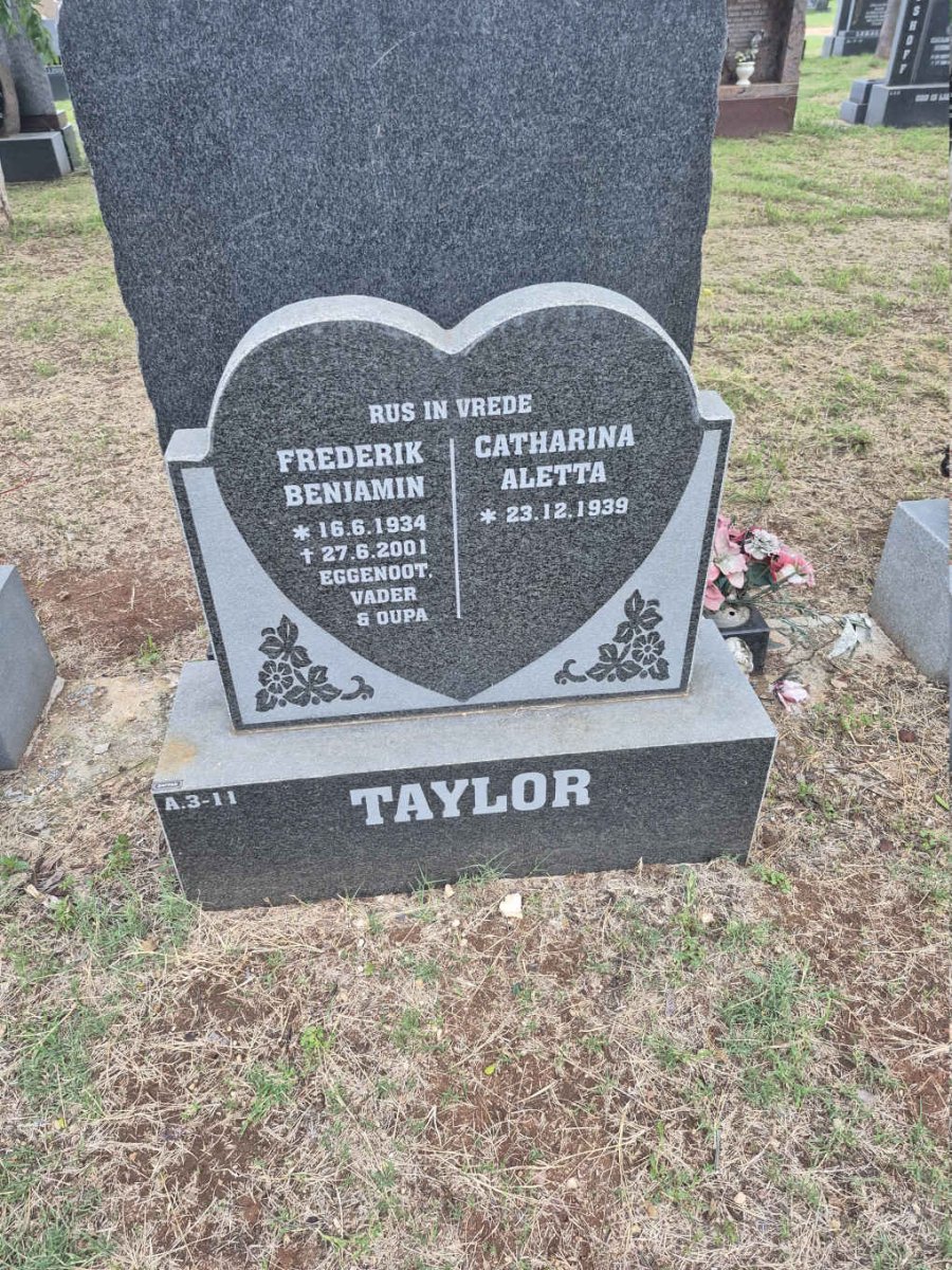 TAYLOR Frederik Benjamin 1934-2001 & Catharina Aletta 1939-