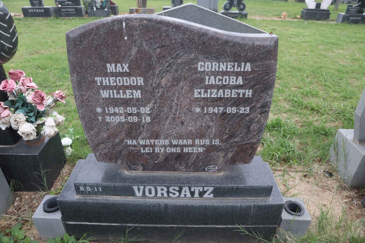 VORSATZ Max Theodor Willem 1942-2005 & Cornelia Jacoba Elizabeth 1947-