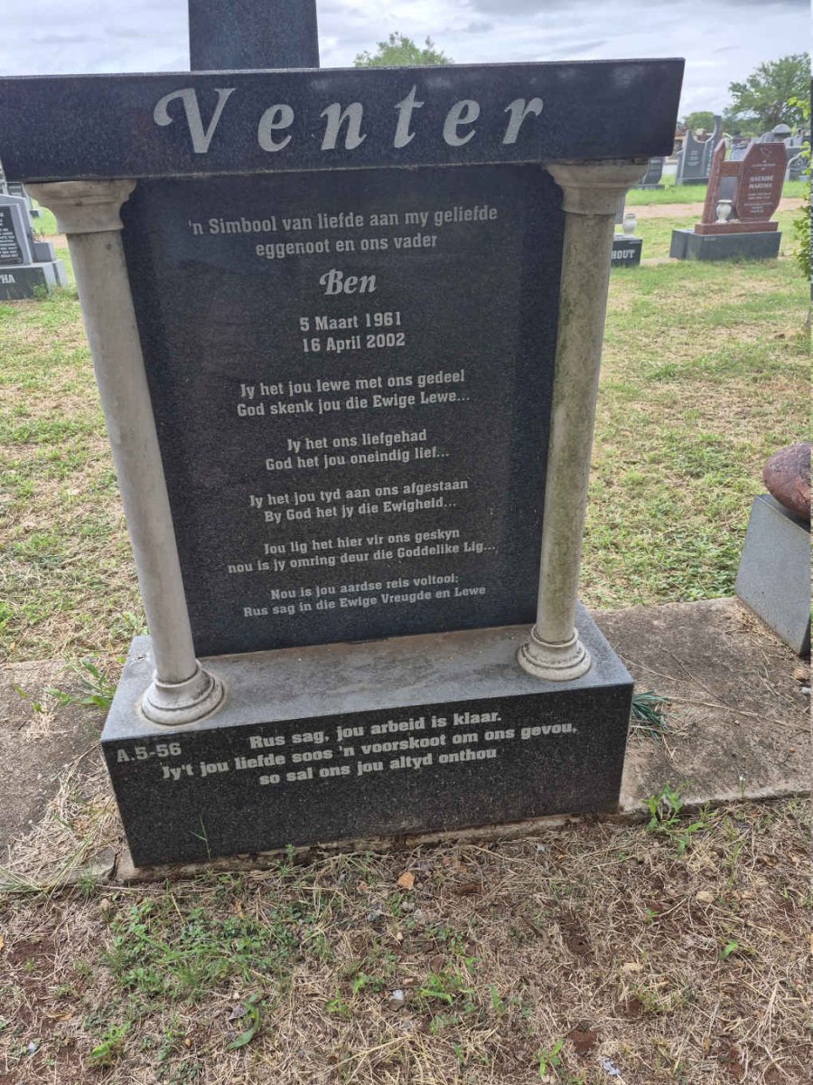 VENTER Ben 1961-2002