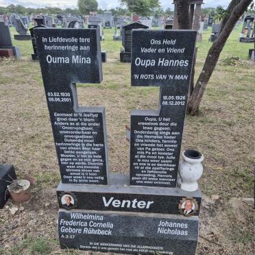 VENTER Johannes Nicholaas 1926-2012 & Wilhelmina Frederica Cornelia ROHRBECK 1930-2001 