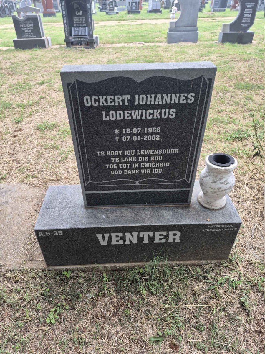 VENTER Ockert Johannes Lodewickus 1966-2002
