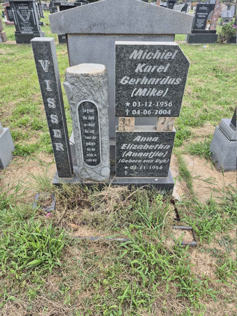 VISSER Michiel Karel Gerhardus 1956-2004 & Anna Elizabetha VAN DYK 1954-