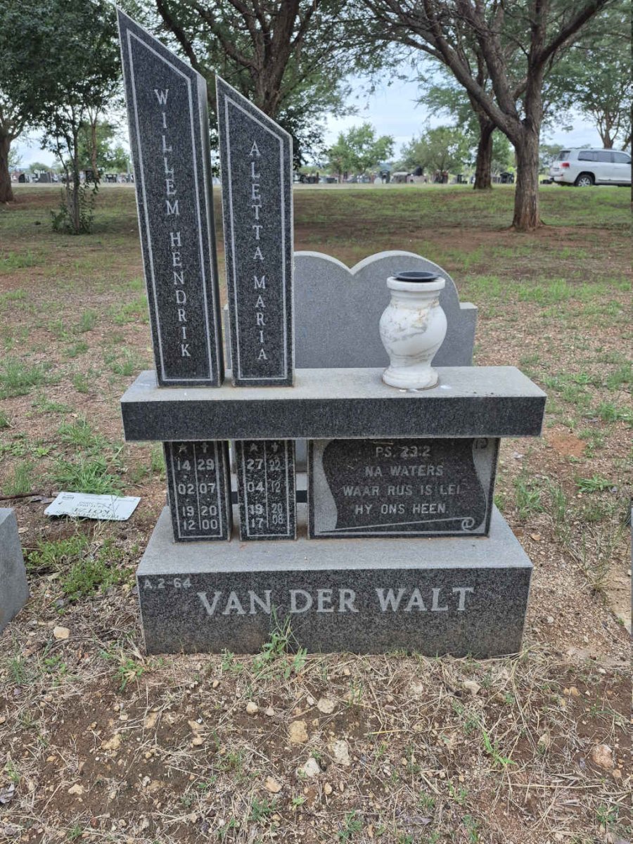 WALT Willem Hendrik, van der 1912-2000 & Aletta Maria 1917-2008