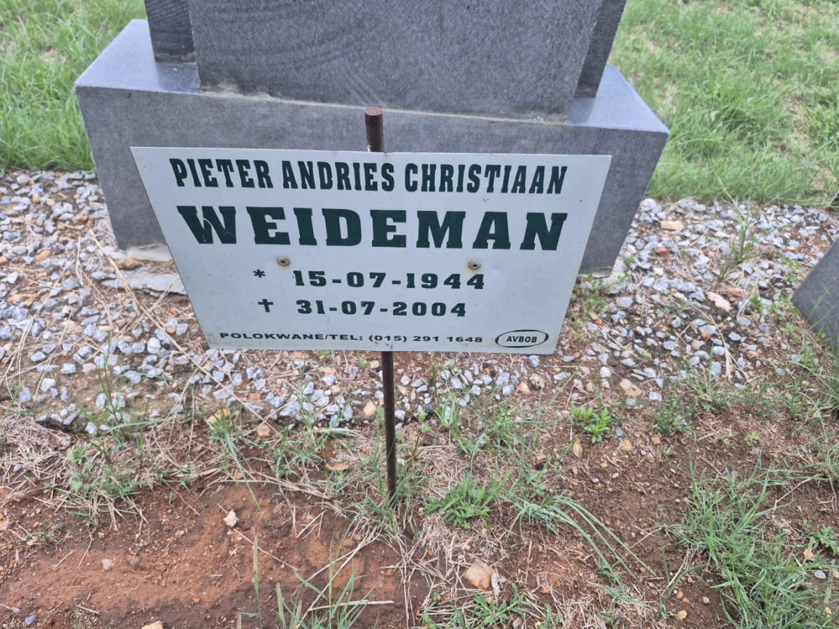 WEIDEMAN Pieter Andries Christiaan 1944-2004