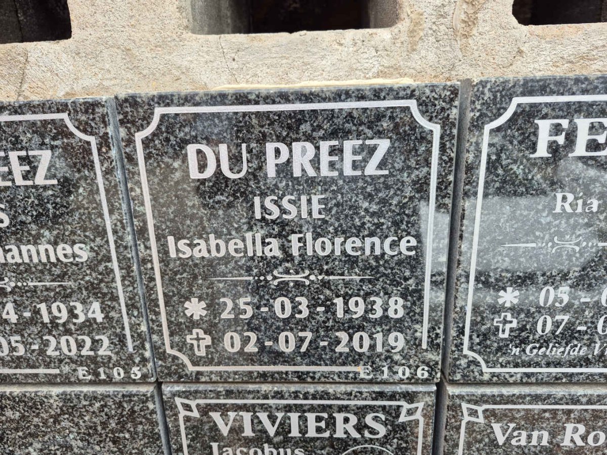 PREEZ Isabella Florence, du 1938-2019 