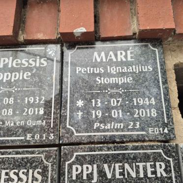 MARE Petrus Ignaatjius 1944-2018 
