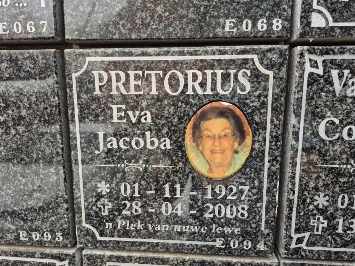 PRETORIUS Eva Jacoba 1927-2008