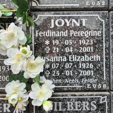JOYNT Ferdinand Peregrine 1923-2001 & Susanna Elizabeth 1926-2001