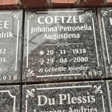 COETZEE Johanna Petronella Augustiena 1938-2000