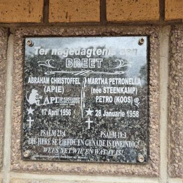 BREET Abraham Christoffel 1956- & Martha Petronella STEENKAMP 1958-