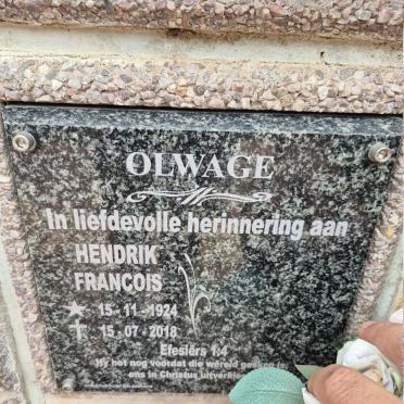 OLWAGE Hendrik Francois 1924-2018