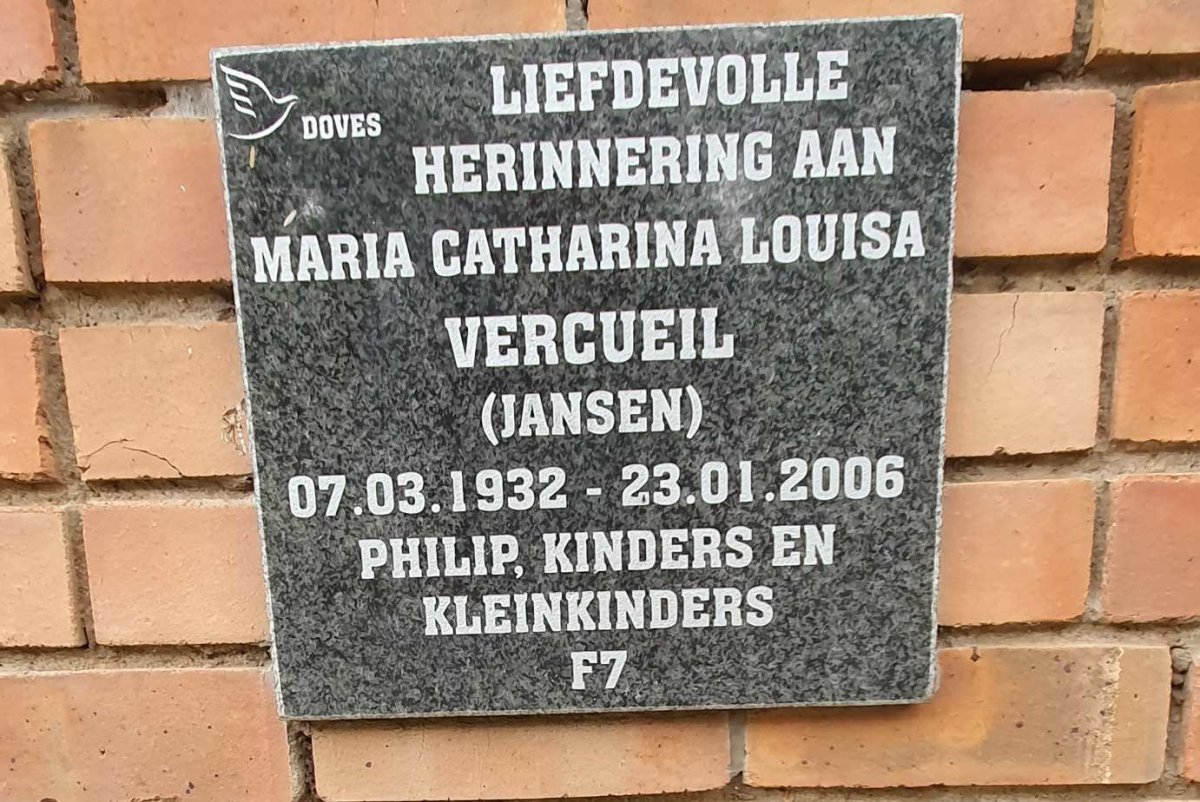 VERCUEIL Maria Catharina Louisa nee Jansen 1932-2006